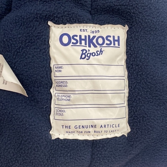 𝅺oshkosh B'gosh 18M Navy Blue and Red Flannel Fleece Lined Winter Jacket - Picture 14 of 17